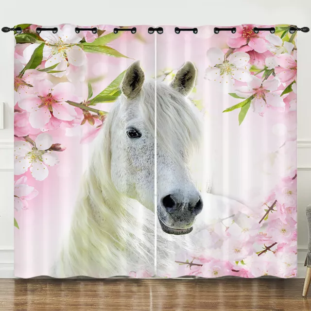 Horse Animal Bedroom Living Room Curtains Ring Blackout Door Decor UV Protect