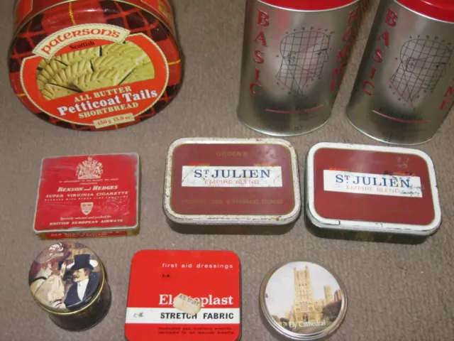 Rare Tins 9 Vintage Bundle B.e.a. Elastoplast, Ogdens,Vichy Perfume Moulin Rouge