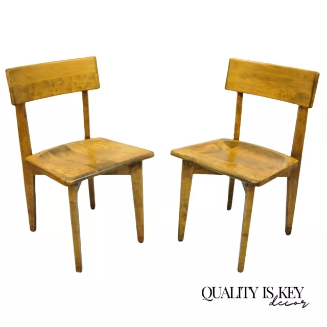 Vintage Gunlocke Mid Century Modern Wooden Side Chairs - a Pair