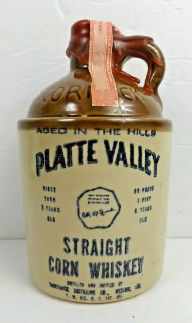 Vintage McCormick Platte Valley Straight Corn Whiskey Liquor Stoneware Jug 1975