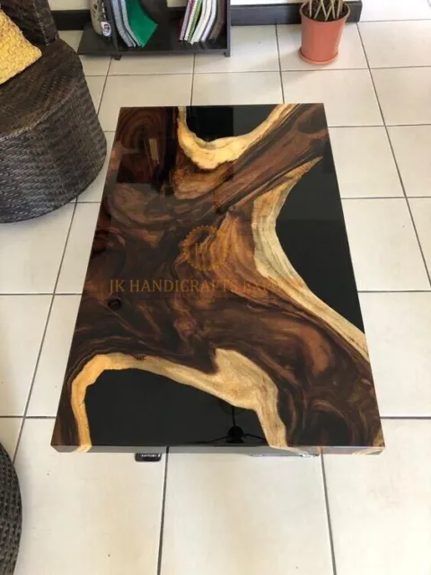 Made to Order Black Epoxy Resin Custom Dining Table Top  Christmas Decor
