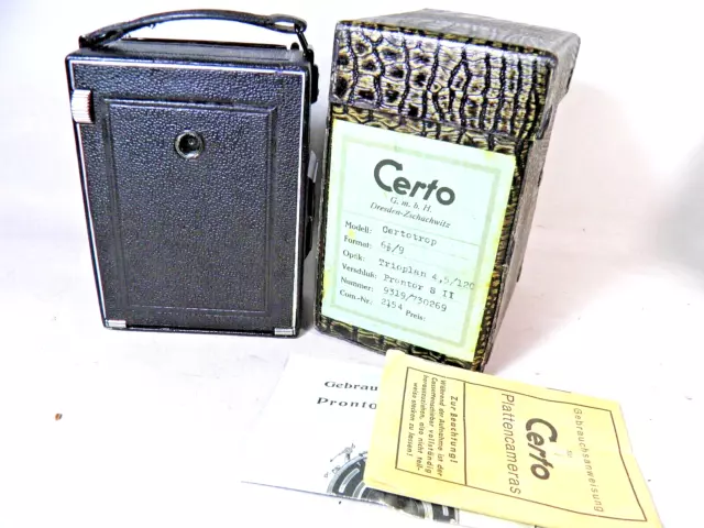 CERTO CERTOTROP 6,5X9 cm CÁMARA DE SUELO COMO NUEVA? EMBALAJE ORIGINAL CON OBJETIVO TRIOPLAN 4,5