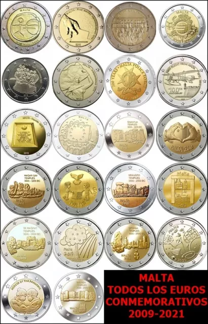 Malta Todos Los 2 Euros Conmemorativos Desde 2009 Hasta 2022