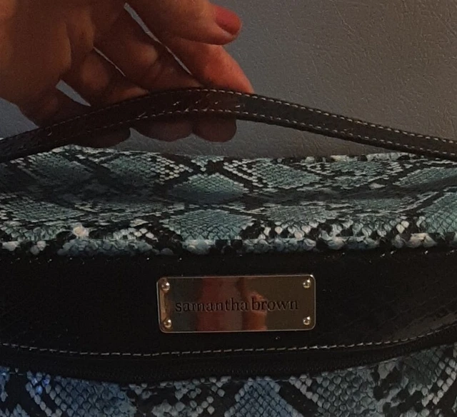 Samantha Brown Teal Snakeskin Cosmetic Bag Case Travel 2