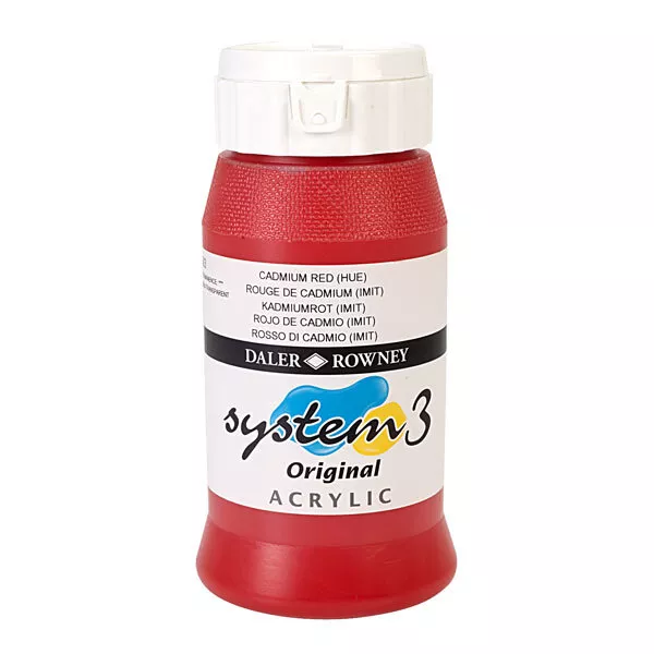 Daler Rowney Sistema 3 Pintura Acrílica Cadmio Rojo (500ml