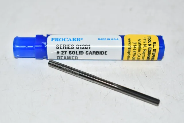 NEW Procarb Series: 01201 #27 Solid Carbide Reamer USA