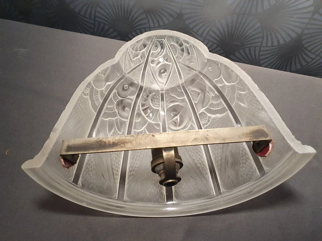 ancienne applique murale lampe art déco HETTIER & VINCENT vasque en verre lustre 17