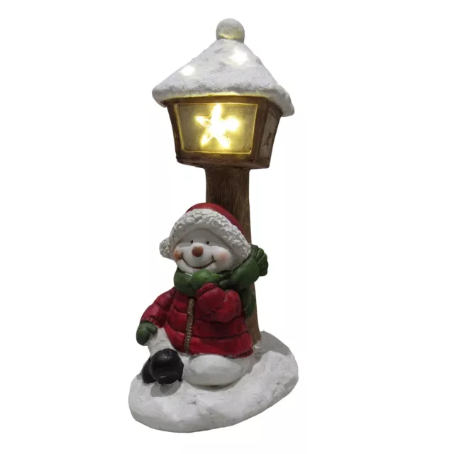 Light Up Snowman Lantern Christmas Figurine (Xmas Festive LED Lights Decoration)