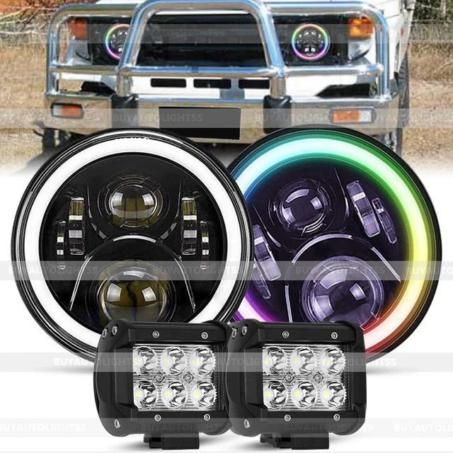 LED RGB HALO Headlights Work Lights for Toyota Landcruiser HZJ75 75 78