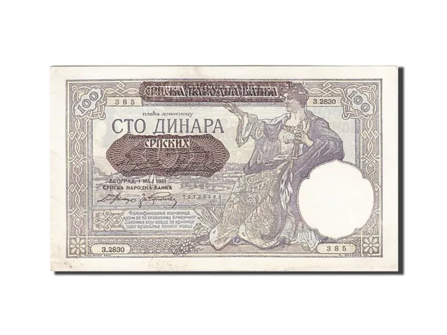 [#262878] Billet, Serbie, 100 Dinara, 1941, 1941-05-01, KM:23, TTB+