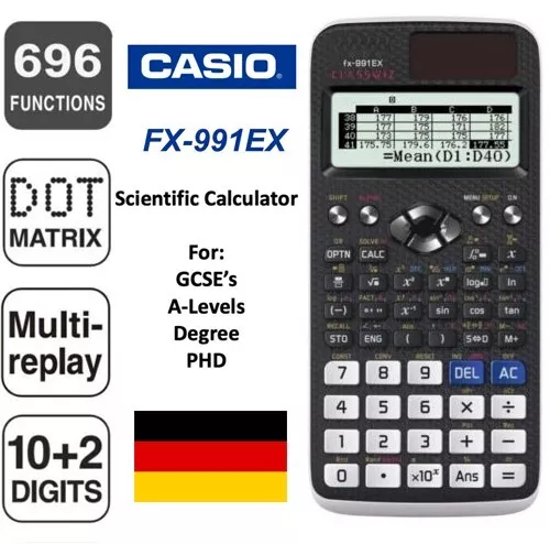 Casio FX-991E X wissenschaftlicher ClassWiz Rechner mit natürlichem Display