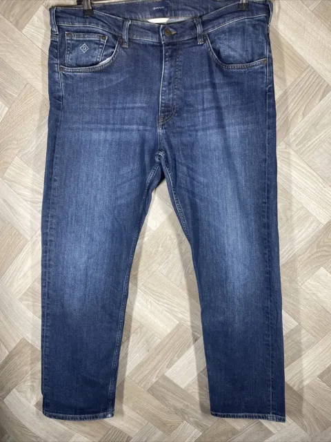 Jeans denim GANT da uomo vestibilità regolare gamba dritta 11,5 oz W38 L32 blu medio