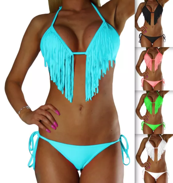 Damen Neckholder Bikini Push Up Set Top Hose Auswahl Farben Pushup Xs S M L Xl