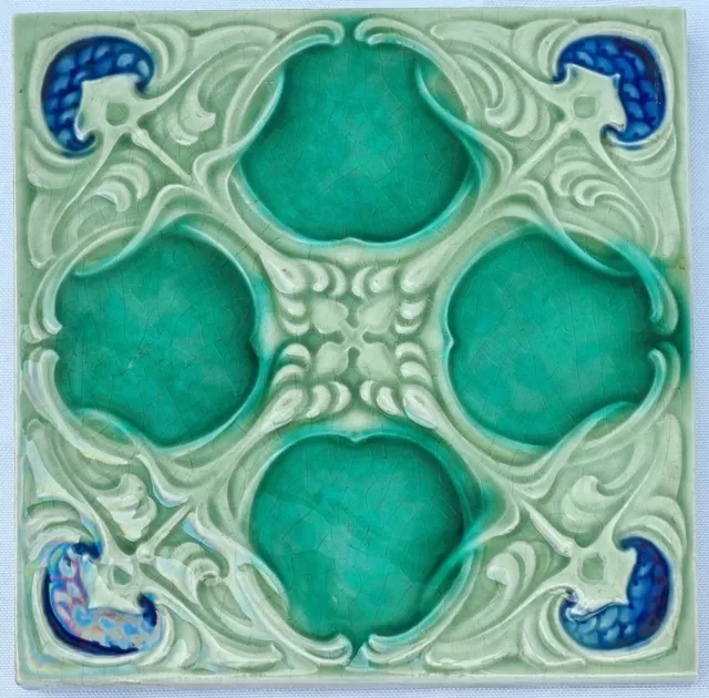 Art Nouveau Majolica Tile. Marsden Tile Co. C 1905/ 8