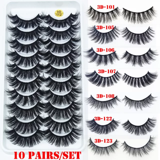 10 Pairs 3D Mink False Eyelashes Wispy Cross Fluffy Extension Eye Lashes Beauty