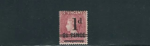 St. Vincent 1885 QV overprint (Sc 55 1d on 2 1/2d on 1d) F MH