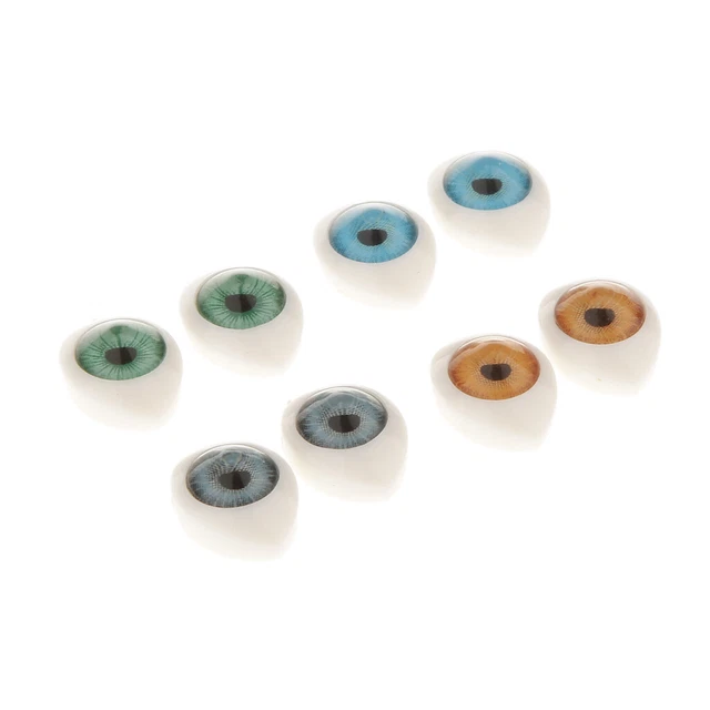 8Pcs 4 Color Oval Hollow Back Plastic Eyes For Dolls Mask DIY 8mm