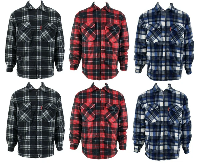 Mens Warm Thick Top Padded Shirt Sherpa Fur Lined Lumberjack Flannel Work Jacket