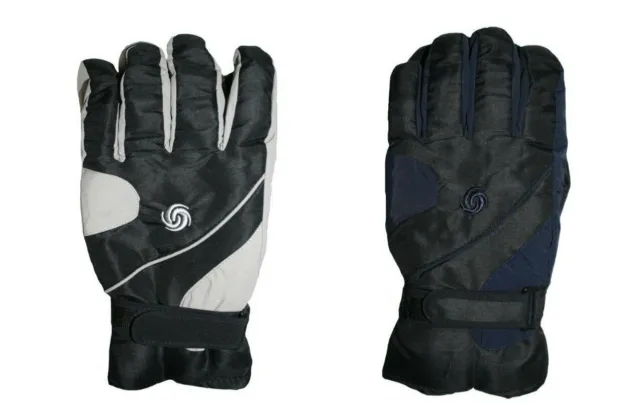 Mens ski gloves Black grey navy medium/large warm thermal waterproof winter