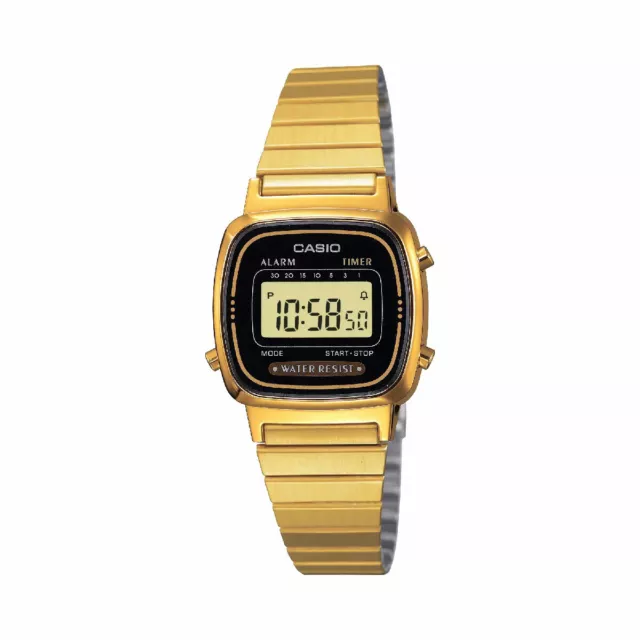 Reloj Casio Vintage Mini Mujer Dorado Esfera negra - LA670WEGA-1EF