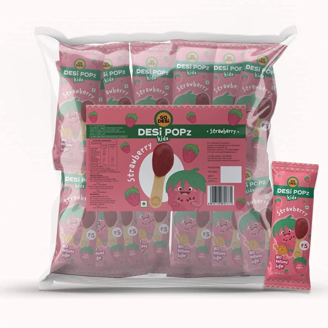 GO DESi Fragola Caramelle Mano Madeno Raffinato Zucchero 256g-32 Pezzi