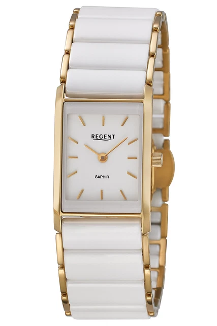 REGENT MONTRE FEMME En Acier Inoxydable Doré/Céramique Blanche