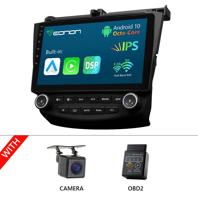 OBD+CAM+10.1" For Honda Accord Car Stereo CarPlay Android 10 Radio GPS Bluetooth