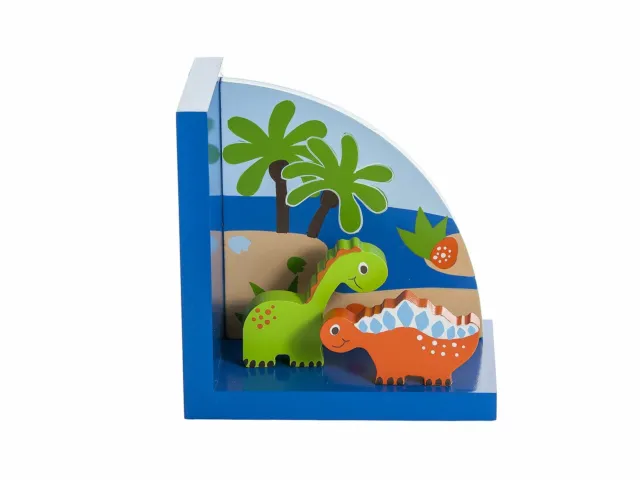 Mousehouse blau Dinosaurier Holz Kinder Buchstützen Jungen Kinderzimmer oder Schlafzimmer 3