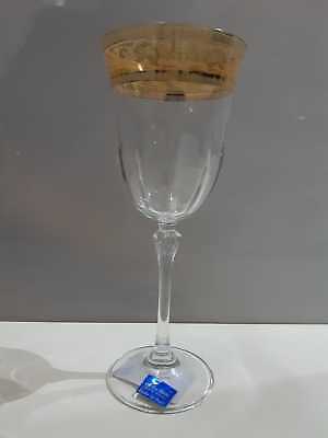 Bicchieri da vino Claudia con incisione in argento e bordo dorato 250 ml set da 6 pezzi Bohemia 