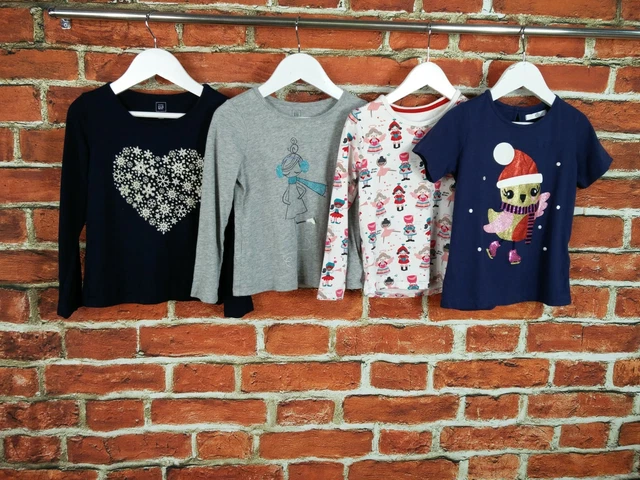 Girl Bundle Age 4-5 Years M&S Gap Tee Pyjama Top Christmas Long Sleeve Red 110Cm