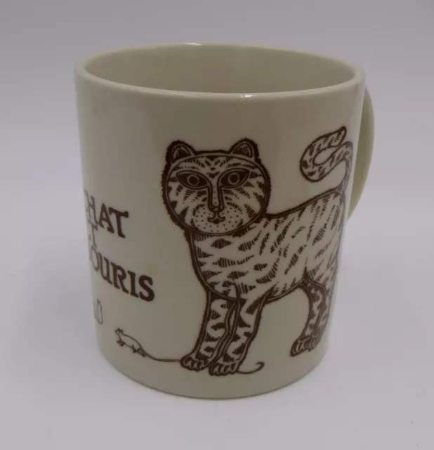 Vintage Taylor & Ng CHAT ET SOURIS cats mice Mug Coffee Cup brown 1979 Japan