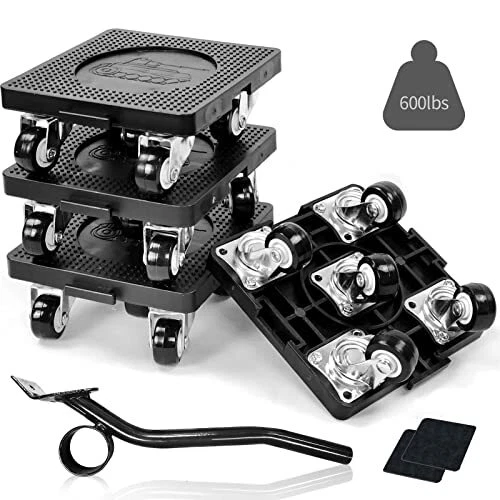 Furniture Dolly 5 Moving Wheels & Furniture Lifter - Heavy Duty 600Lbs Load C