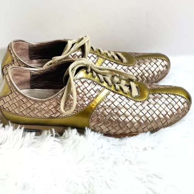 Cole Haan Air Bria Woven Oxford Gold Sneakers Size 9