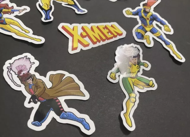 Lote De 7 X-Men Juego De Pegatinas Marvel Wolverine Serie Animada Años 90 Cómics Uncanny 2