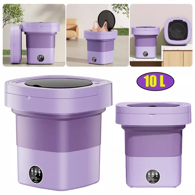 10L Portable Washing Machine Mini Washer Foldable Washer Spin Dryer Small Travel