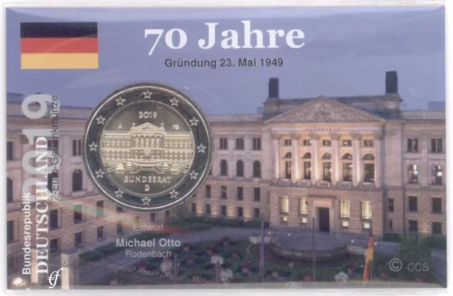 2 Euro Münze in Coincard / Infokarte Deutschland BRD 2019 Bundesrat