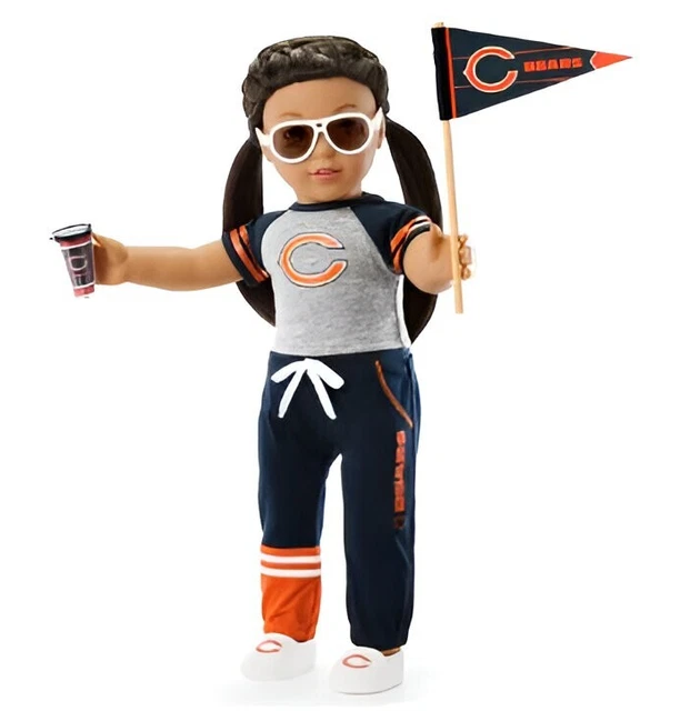 American Girl NFL Chicago Bears Fan Outfit & Accessories for 18" Dolls - New