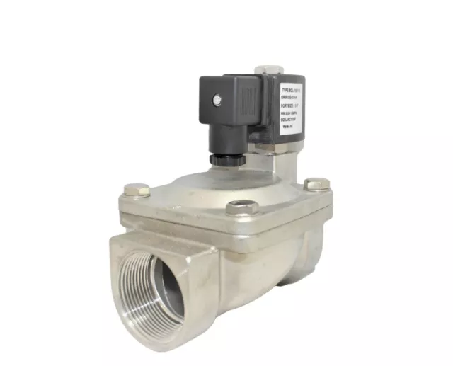 1 1/2" Stainless Steel Solenoid Valve Electric Normally Closed Water Gas Air Ro