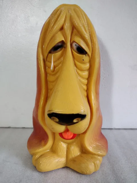 Vintage 1970's Sad Crying Bassett Hound Coin Bank Puppy Dog Large 11" Tall