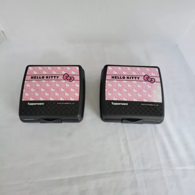 2 Black Tupperware Sanrio Hello Kitty Sandwich Containers Boxes