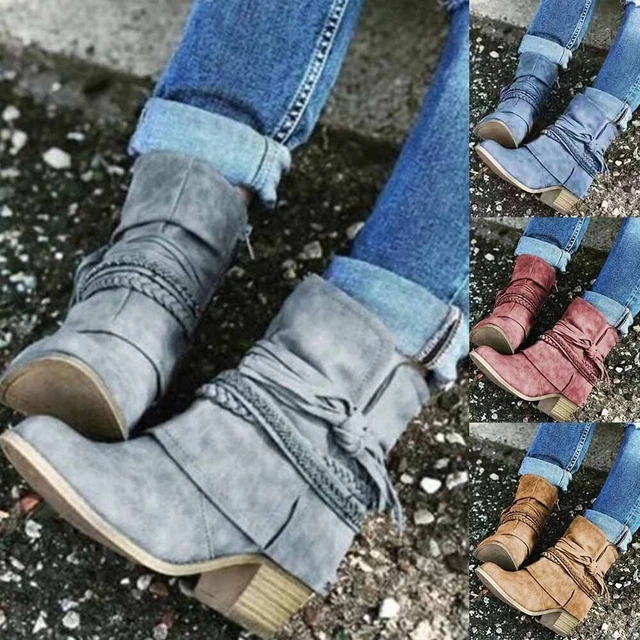 Bottes d'hiver pour femmes bottines plates franges courtes daim à la mode