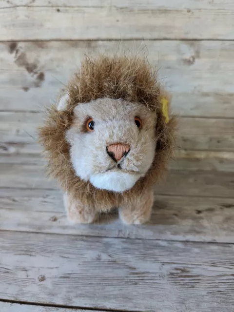 Vintage Steiff Leo Lion Plush w/ Button Miniature Lion Stuffed Animal