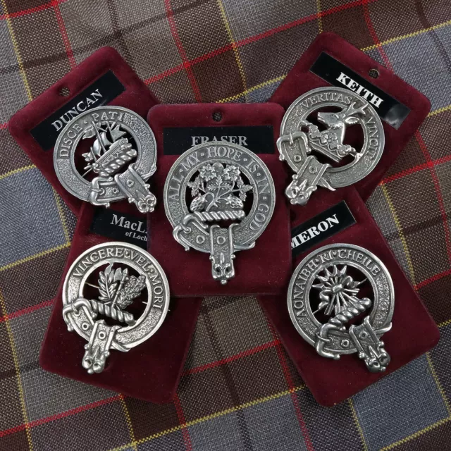 Pewter Clan Crest Cap Badge/Brooch - Made In Scotland
