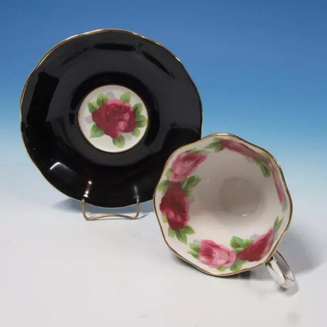 Royal Albert China - Old English Rose - Black - Tea Cup and Saucer