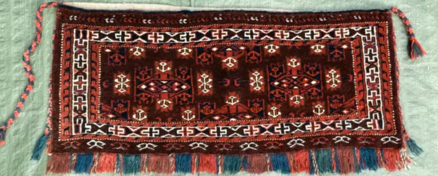 Wunderschöne YOMUT TORBA 87x36 antik um 1920 Turkmen Teppich Sammler wie neu