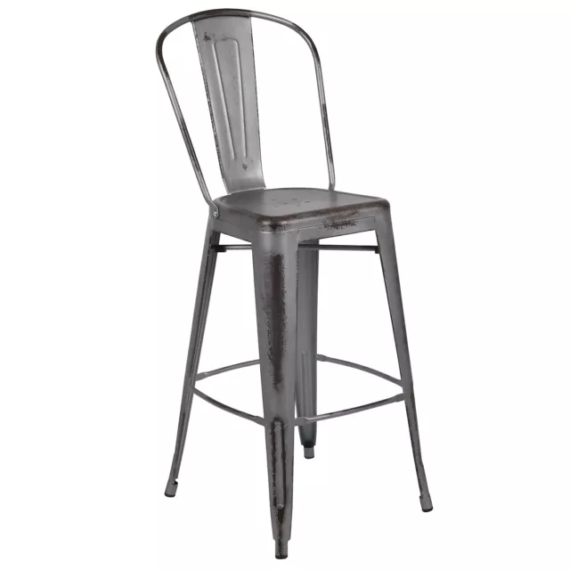 Flash Furniture Commercial Grade 30" High Distressed Silver Gray Metal