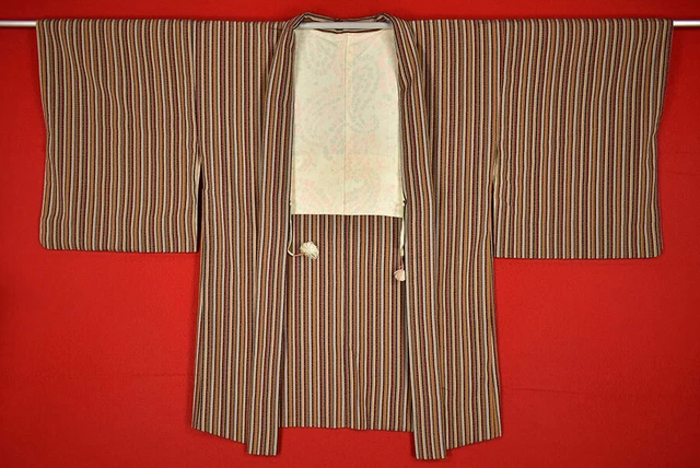 Vintage Japanese Kimono Silk Antique BORO HAORI Kusakizome Dyed/A842/625