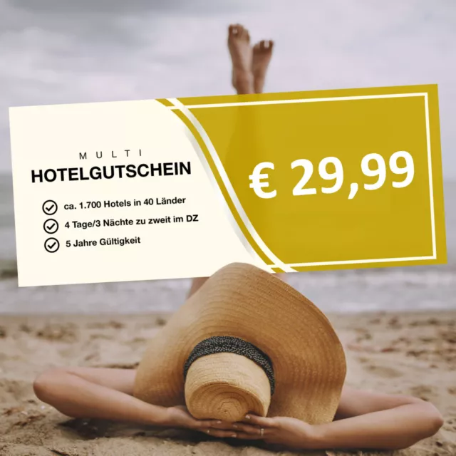 Multi Hotel Gutschein 3 Nächte, 2 Pers. ca. 1.700 Hotels nach Wahl (UVP € 349,-)