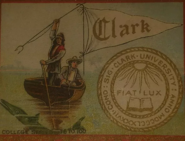 AE-200 Murad Cigarettes Tobacco Trade Card Clark University Pennant Boat