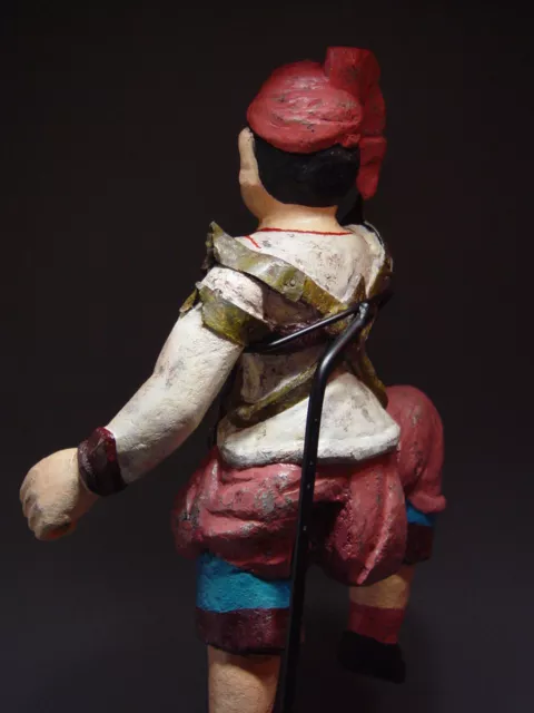 ANTIQUE BURMESE MANDALAY THEATRICAL MALE FIGURE, WOOD ELEMENT. MYANMAR 19th C. 7